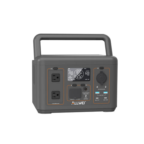 Portable Power Station 500W 512Wh LiFePO4 — 3 AC Outlets, Solar Ready, UPS Function