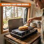 Griddle Plate Cast Iron Reversible BBQ Skillet Fry Pan