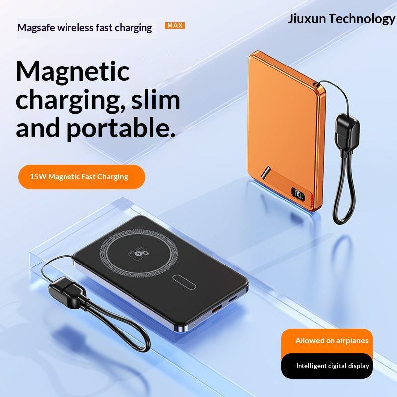 Ultra-thin Aluminum Alloy Magnetic Wireless Charging External Battery Power