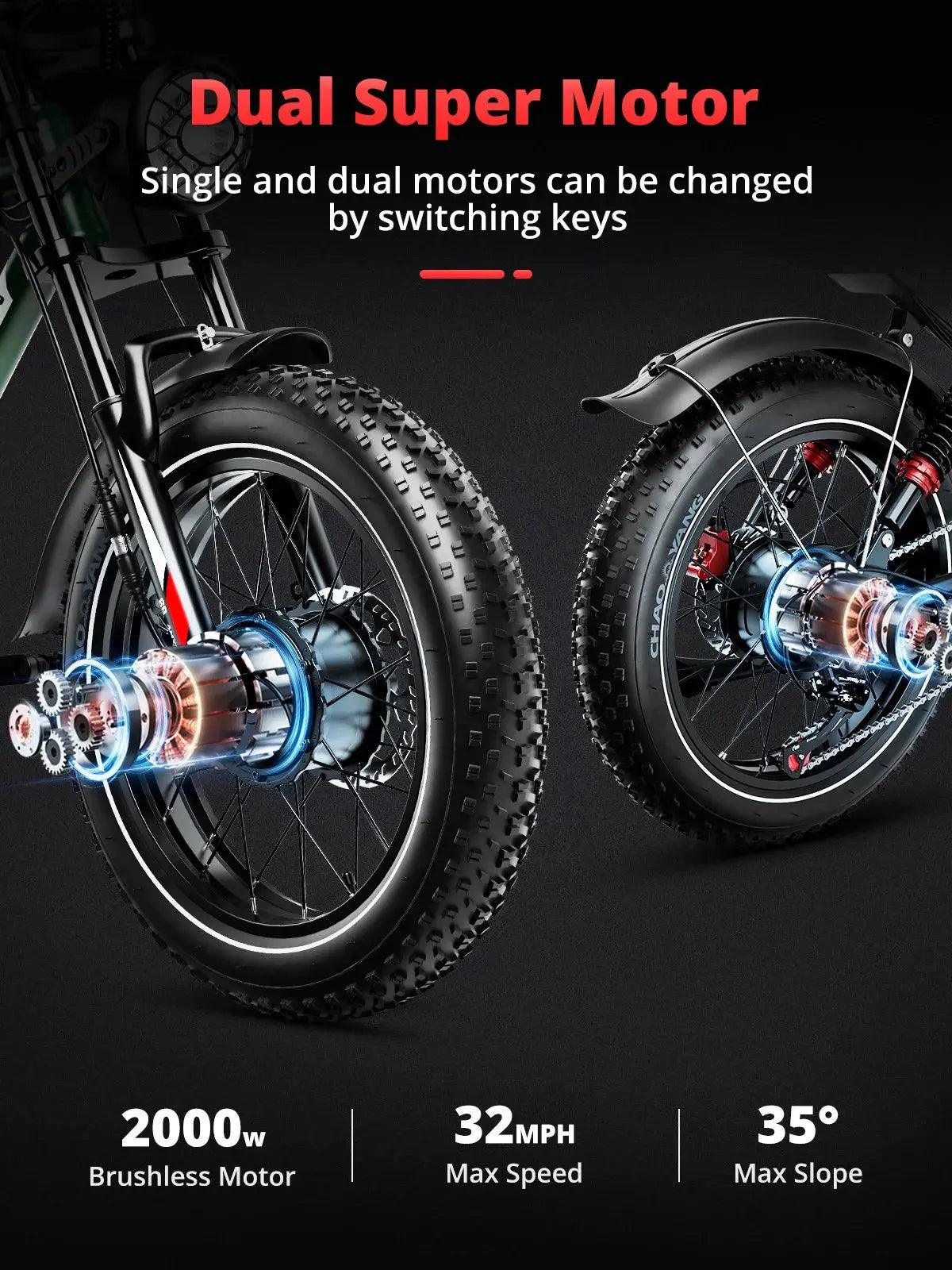 2kW New High Speed 20inch Hydraulic brake Adults Electric Bike With 25AH Dual Motor Electric Motorcycle Bicycle - Soundmali