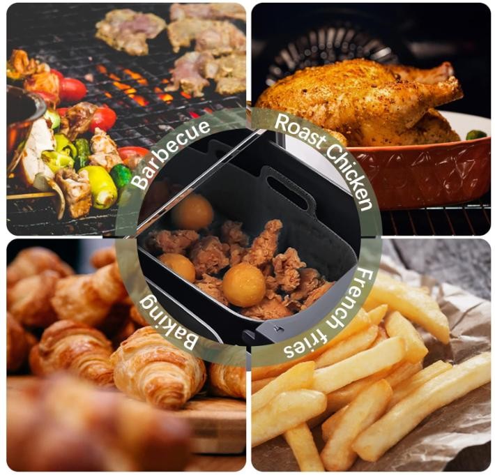 2X Air Fryer Silicone Pot Rectangle Baking Tray Basket