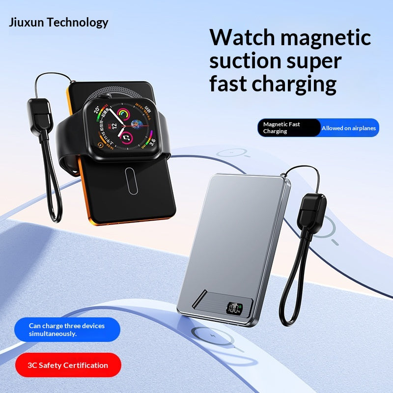 Ultra-thin Aluminum Alloy Magnetic Wireless Charging External Battery Power