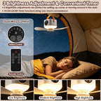 3-in-1 Camping Tent Fan with LED Light — 7200mAh Rechargeable, Tripod Stand Included