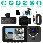 3 Channel Dash Cam Front Inside Rear Vehicle Driving