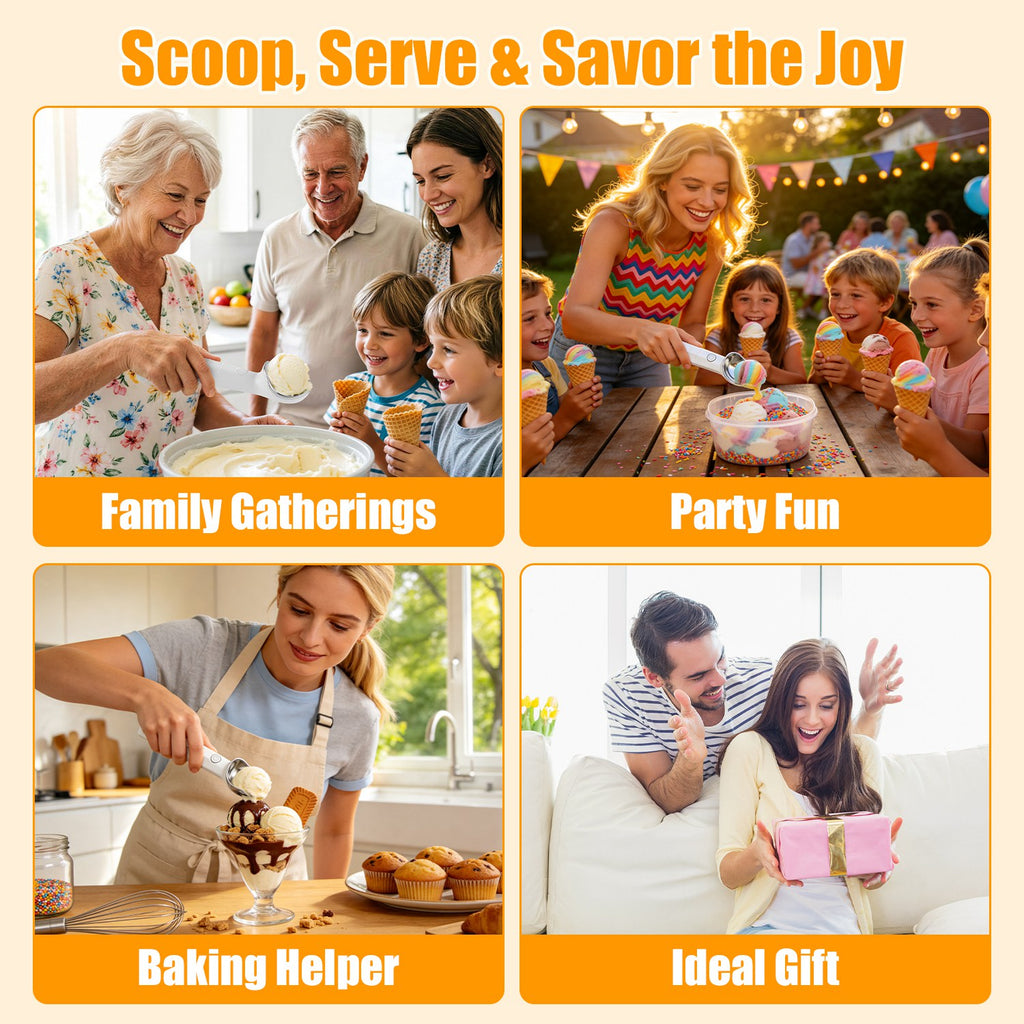 Electric Heated Ice Cream Scoop — Rechargeable, IP66 Waterproof, Heats in 45 Sec