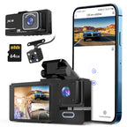 1Pc WiFi FHD 1080P Car Dash Cam 3 Channels
