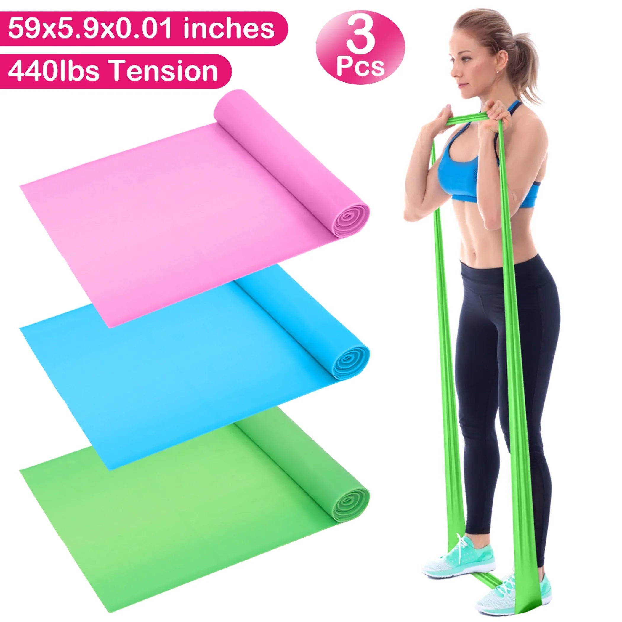 3-Pack Yoga Resistance Bands - TPE Non-Slip Bands for Strength, Recovery & Physical Therapy