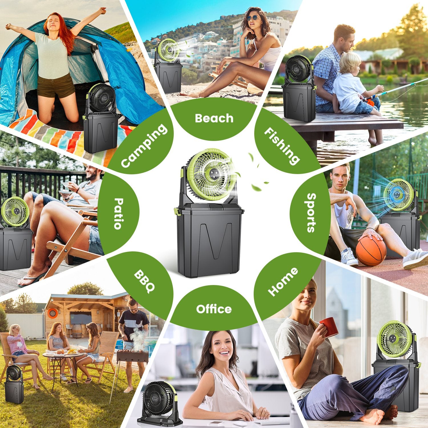 5-in-1 Portable Misting Fan with 10L Water Bucket & Power Bank