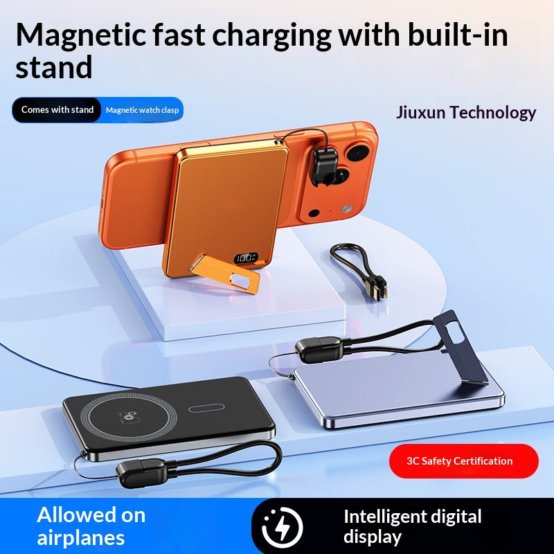 Ultra-thin Aluminum Alloy Magnetic Wireless Charging External Battery Power