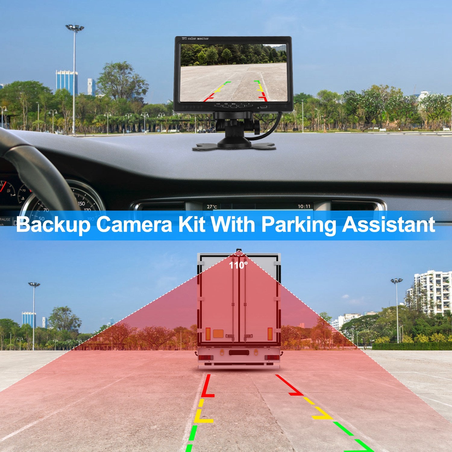 1Pc 7In Screen Backup Camera System Vehicle Rear View