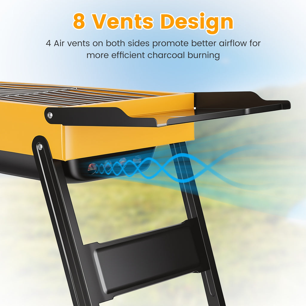 1Pc Portable Folding Charcoal Grill Stainless Steel Camping BBQ