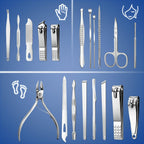 19-in-1 Professional Manicure & Pedicure Kit — Stainless Steel Nail Care Set