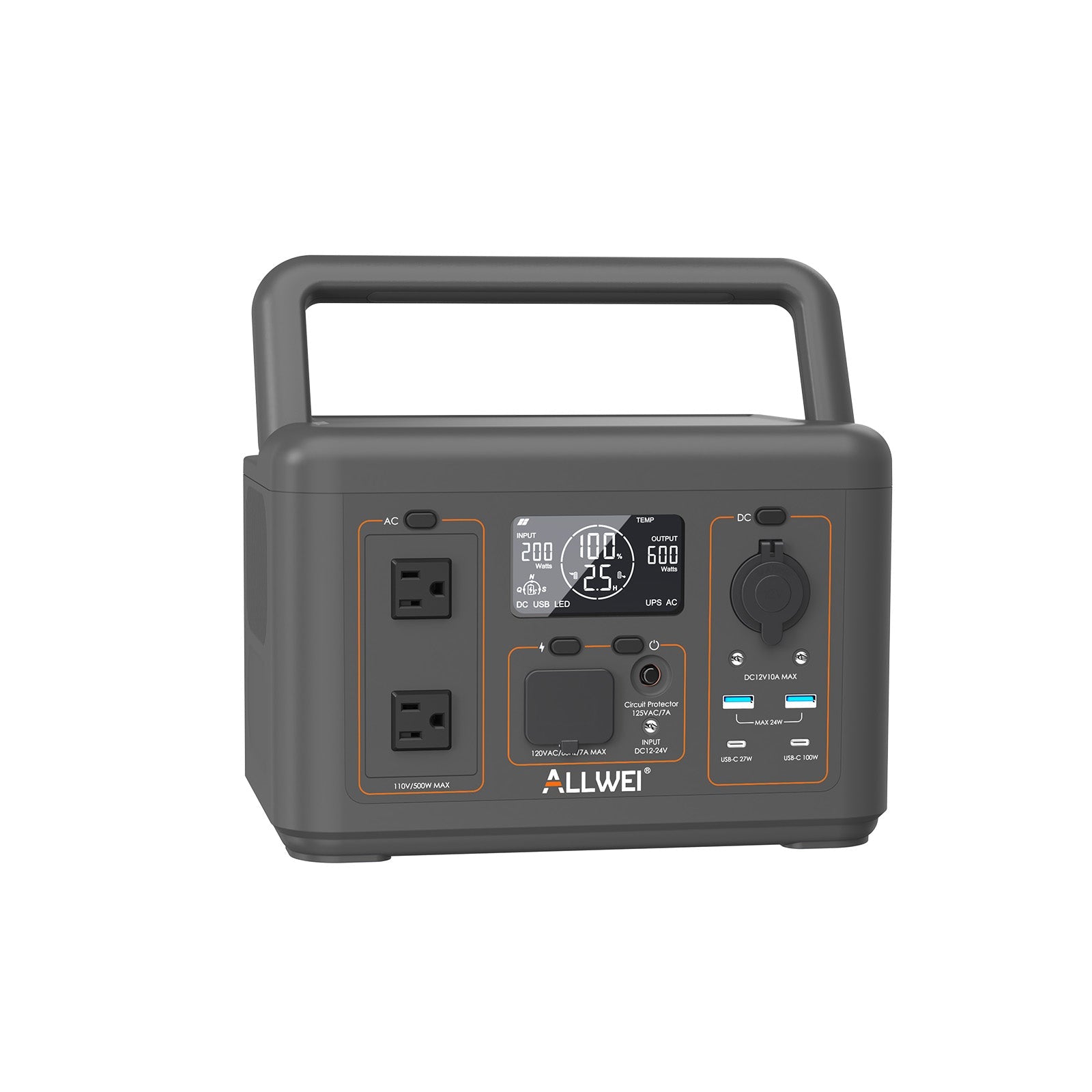 Portable Power Station 500W 512Wh LiFePO4 — 3 AC Outlets, Solar Ready, UPS Function