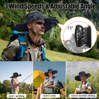 Wide Brim Sun Hat with Solar-Powered Rechargeable Fans