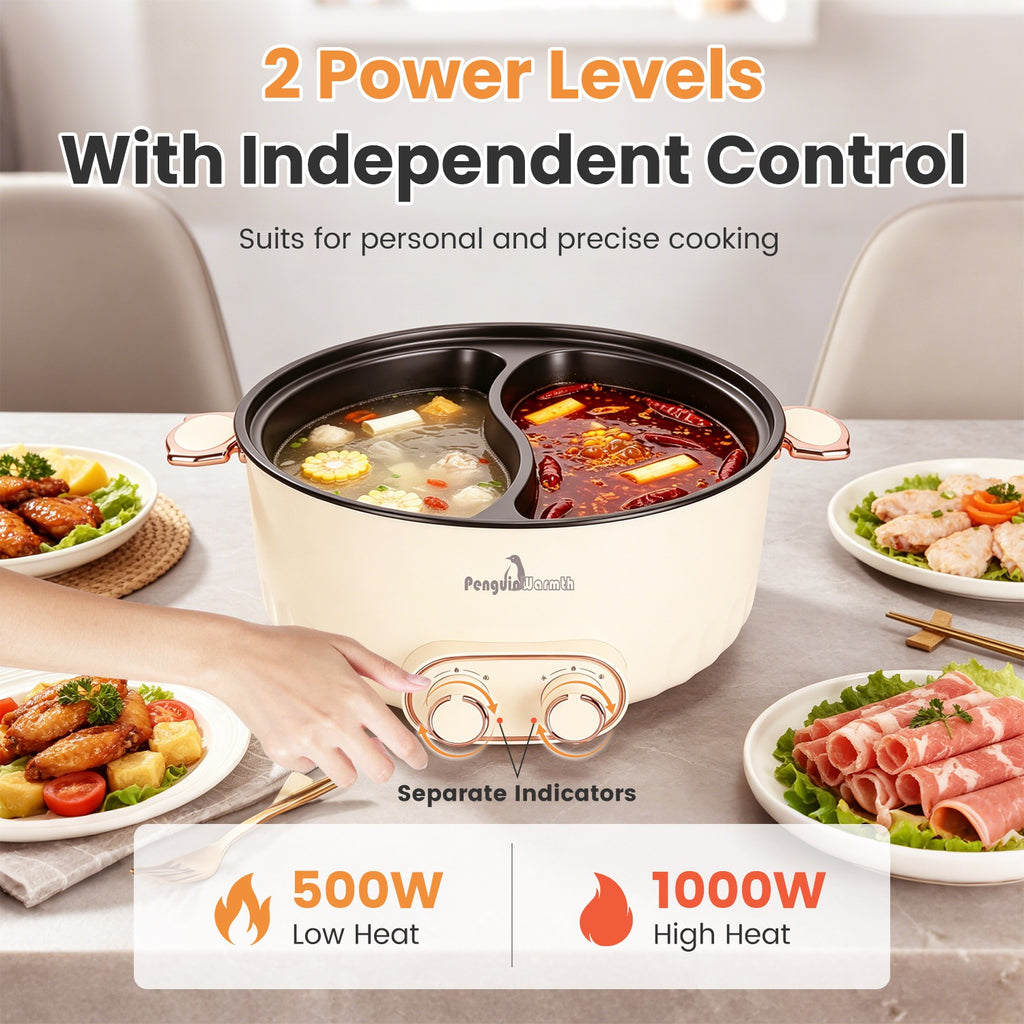 6L 1.59Gal Electric Hot Pot With Divider And Lid