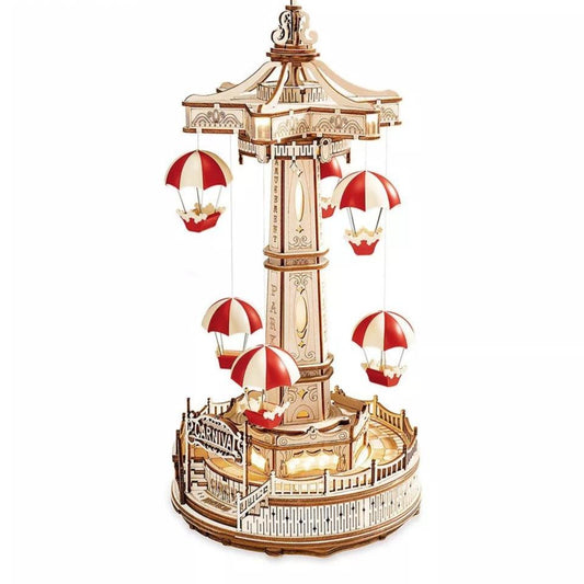 Robotime ROKR Parachute Tower DIY Music Box 3D Wooden Puzzle