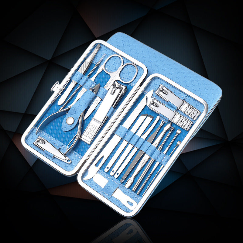 19-in-1 Professional Manicure & Pedicure Kit — Stainless Steel Nail Care Set