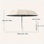 Fully Automatic Travel Umbrella — Windproof 12-Rib, One-Button Open/Close, UV Protection