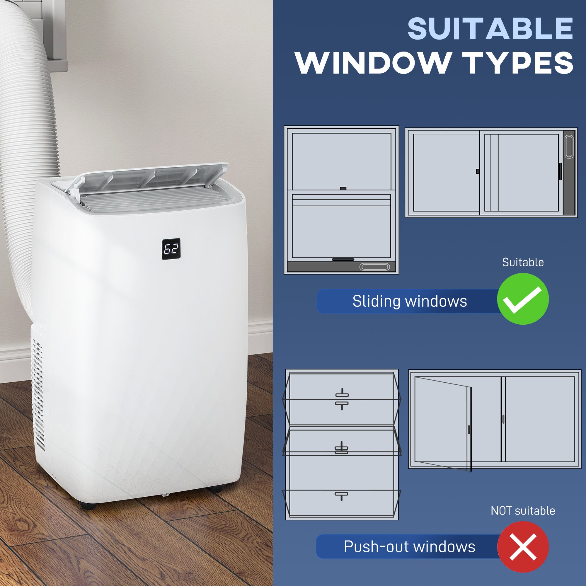 12,000 BTU Portable Air Conditioner with Dehumidifier — Large Room AC