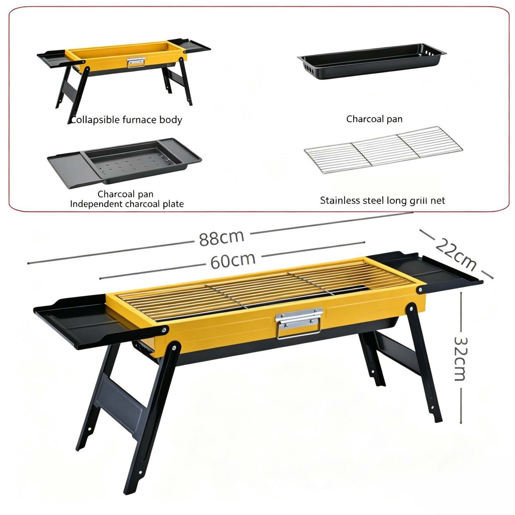 Foldable BBQ Charcoal Barbecue Grill Steel Stainless Garden Picnic