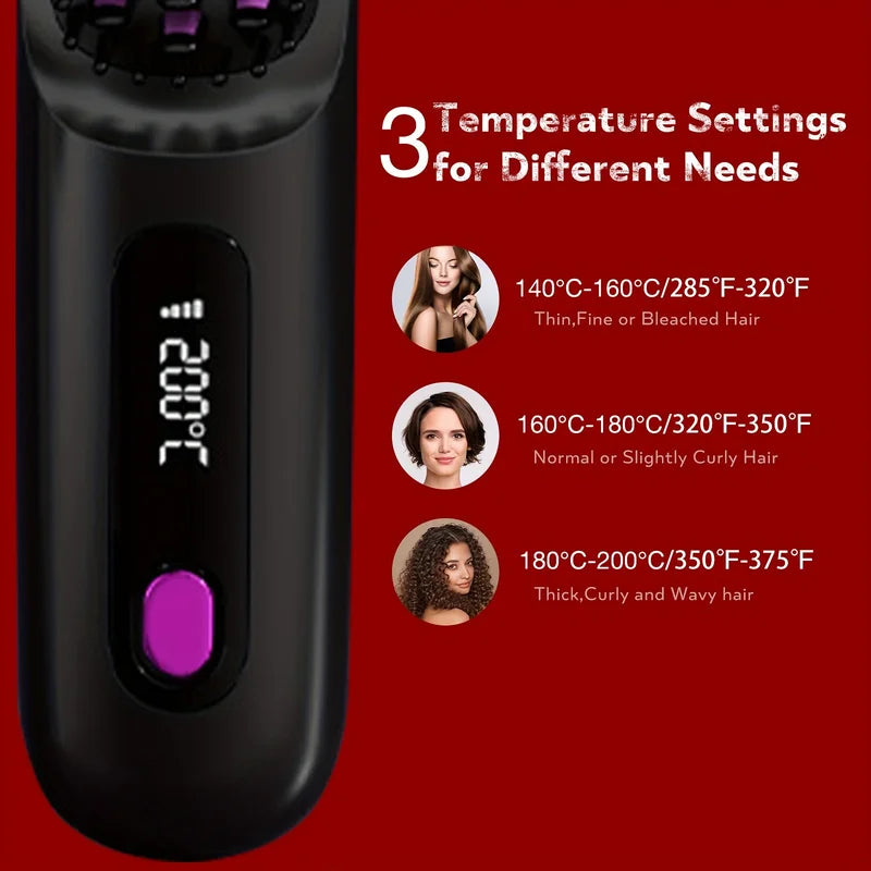 Portable Cordless Straightener Hair Comb Electric Negative Ion Anti