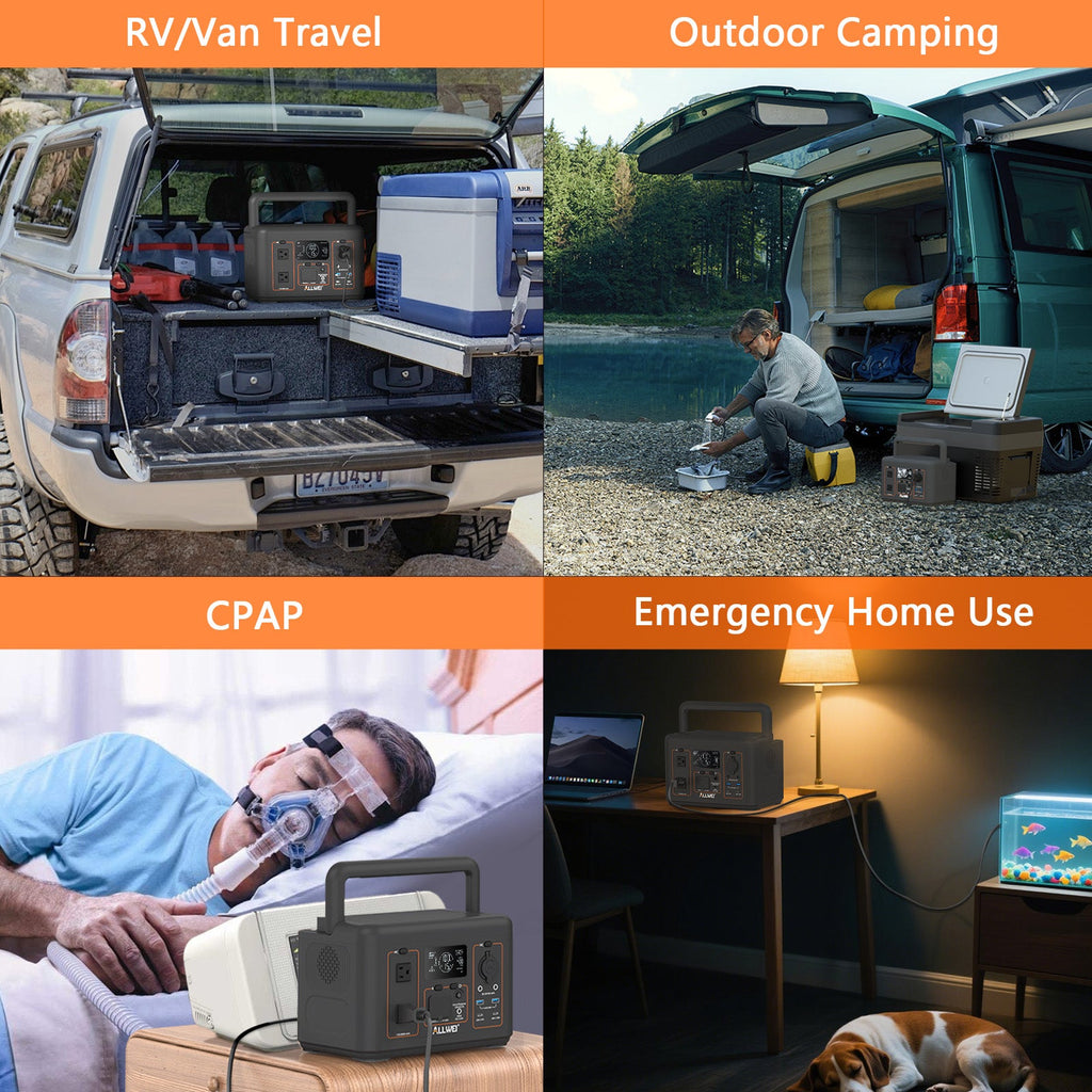 Portable Power Station 500W 512Wh LiFePO4 — 3 AC Outlets, Solar Ready, UPS Function