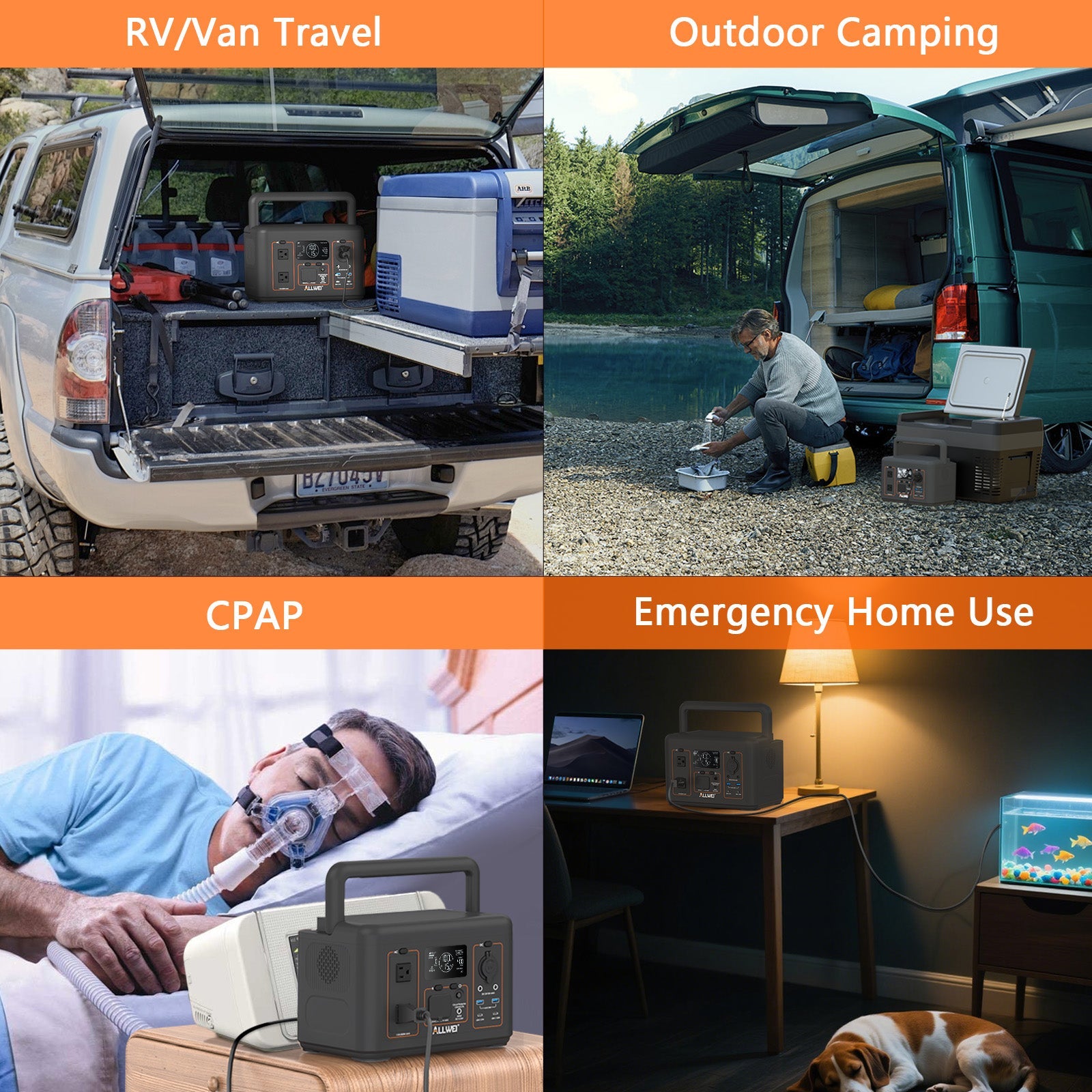 Portable Power Station 500W 512Wh LiFePO4 — 3 AC Outlets, Solar Ready, UPS Function