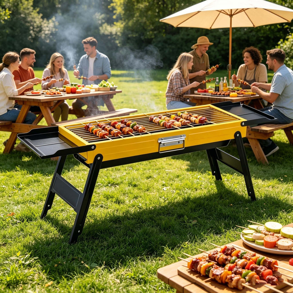 Foldable BBQ Charcoal Barbecue Grill Steel Stainless Garden Picnic