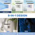 10,000 BTU Portable Air Conditioner with Auto-Drain Dehumidifier