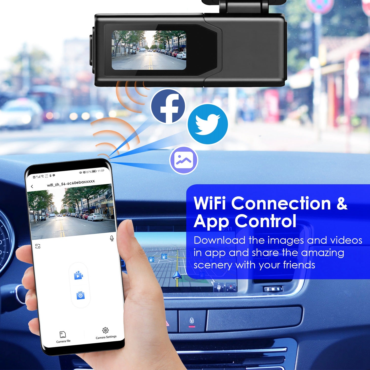 1Pc 2K HD Front Dash Cam For Car
