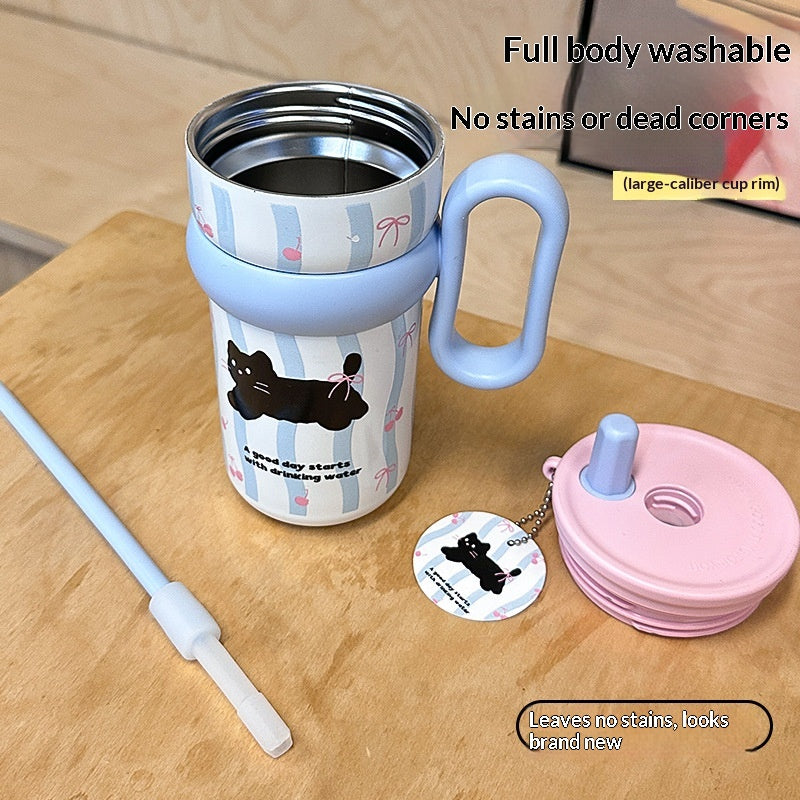 Cute Mug Desk Cup Highly Stylish Straw Cup Stainless