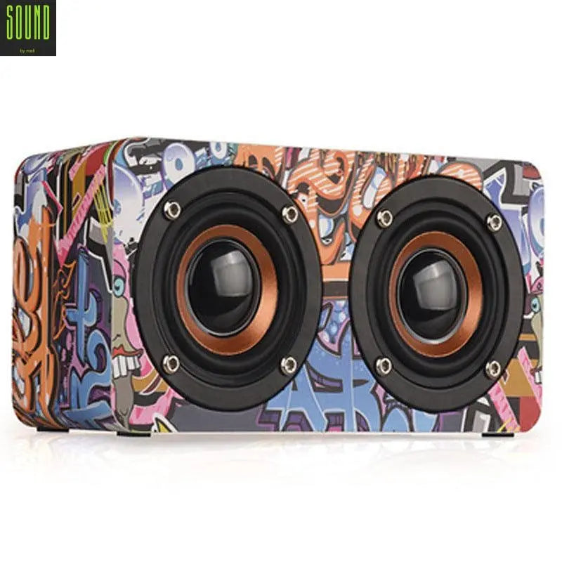 Harmony Haven Home Wooden Wireless Speaker in Black Graffiti Color - Soundmali