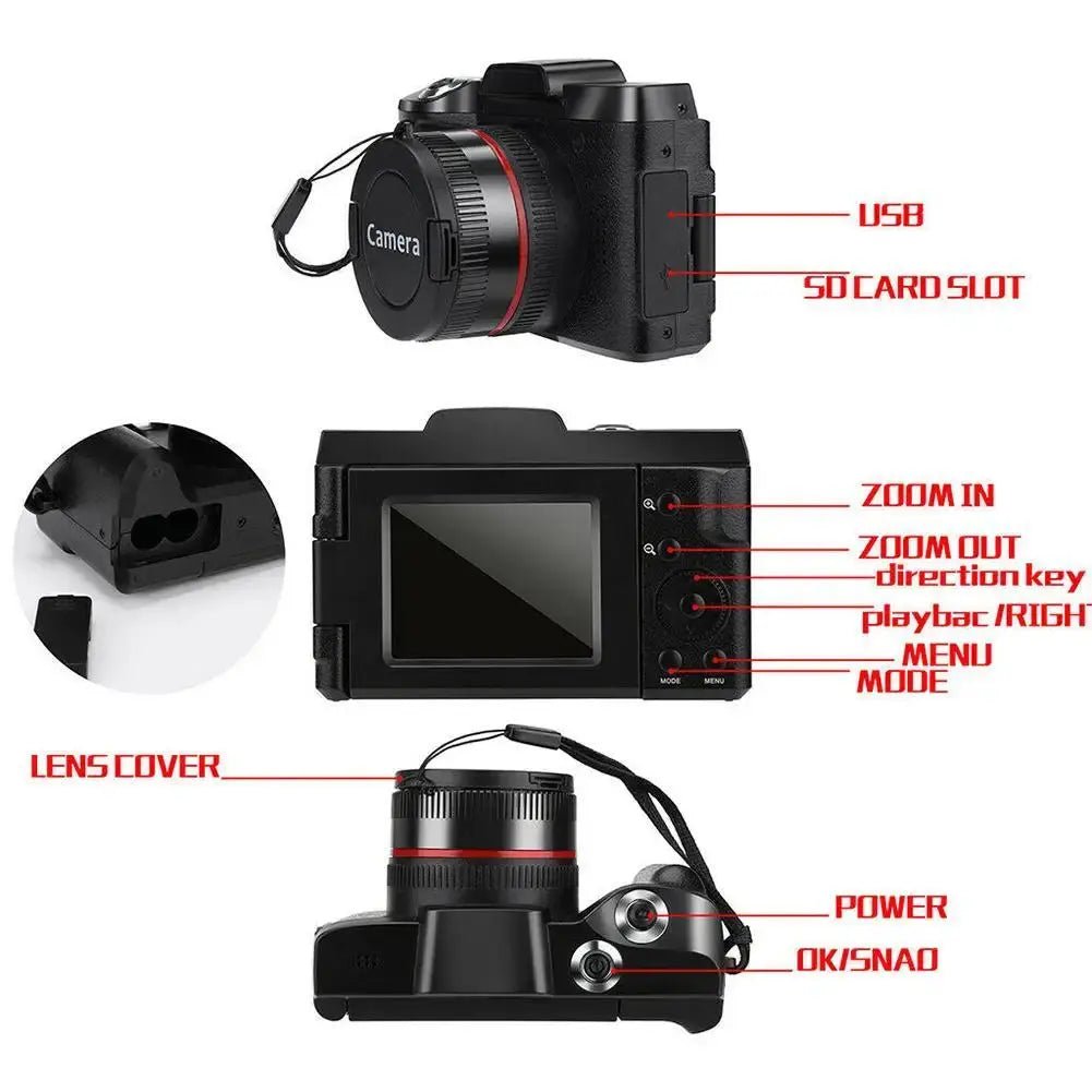 Professional 1080p Camera with 16X Digital Zoom and 2.4-Inch Screen - Soundmali