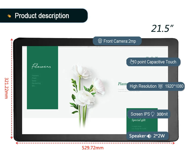 RK3288 Quad Core Full HD Wall Mounted Android Tablet - Soundmali