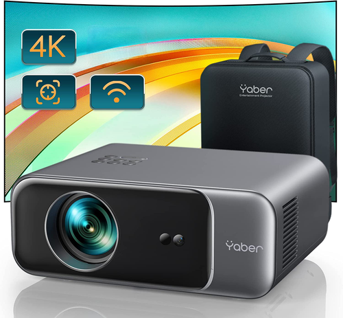 4K Home Theater Projector — Native 1080P, WiFi 6, Bluetooth 5.2, 500 ANSI Lumens