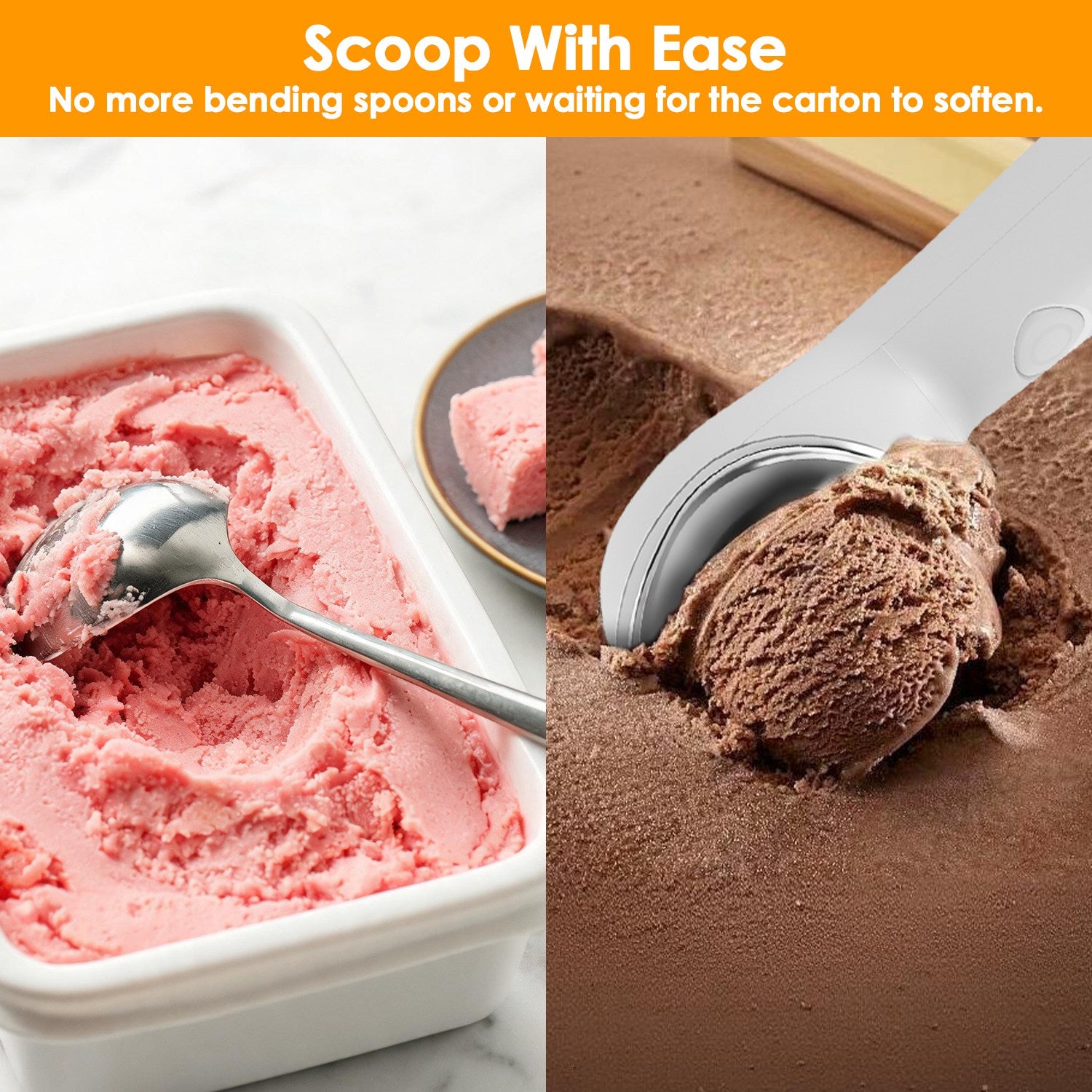 Electric Heated Ice Cream Scoop — Rechargeable, IP66 Waterproof, Heats in 45 Sec