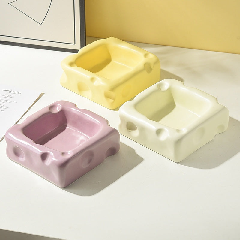 Creative Cheese-Shaped Ceramic Bowl Cute Cat Food Dish