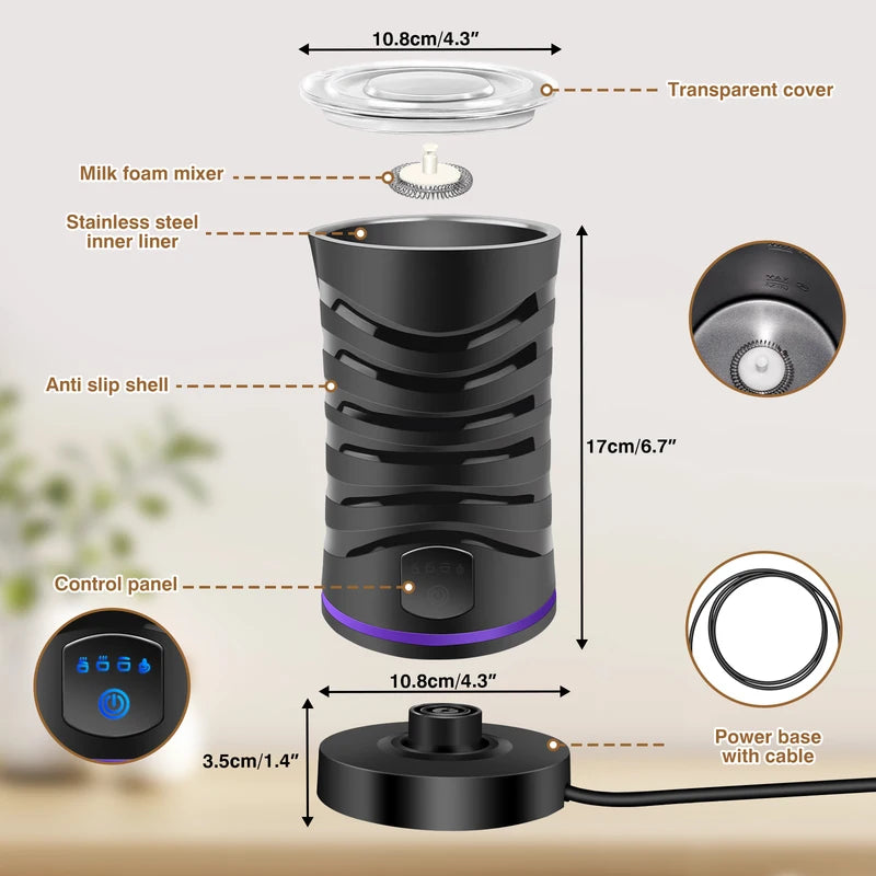 Electric Milk Frother and Steamer — 400W Hot Chocolate Machine