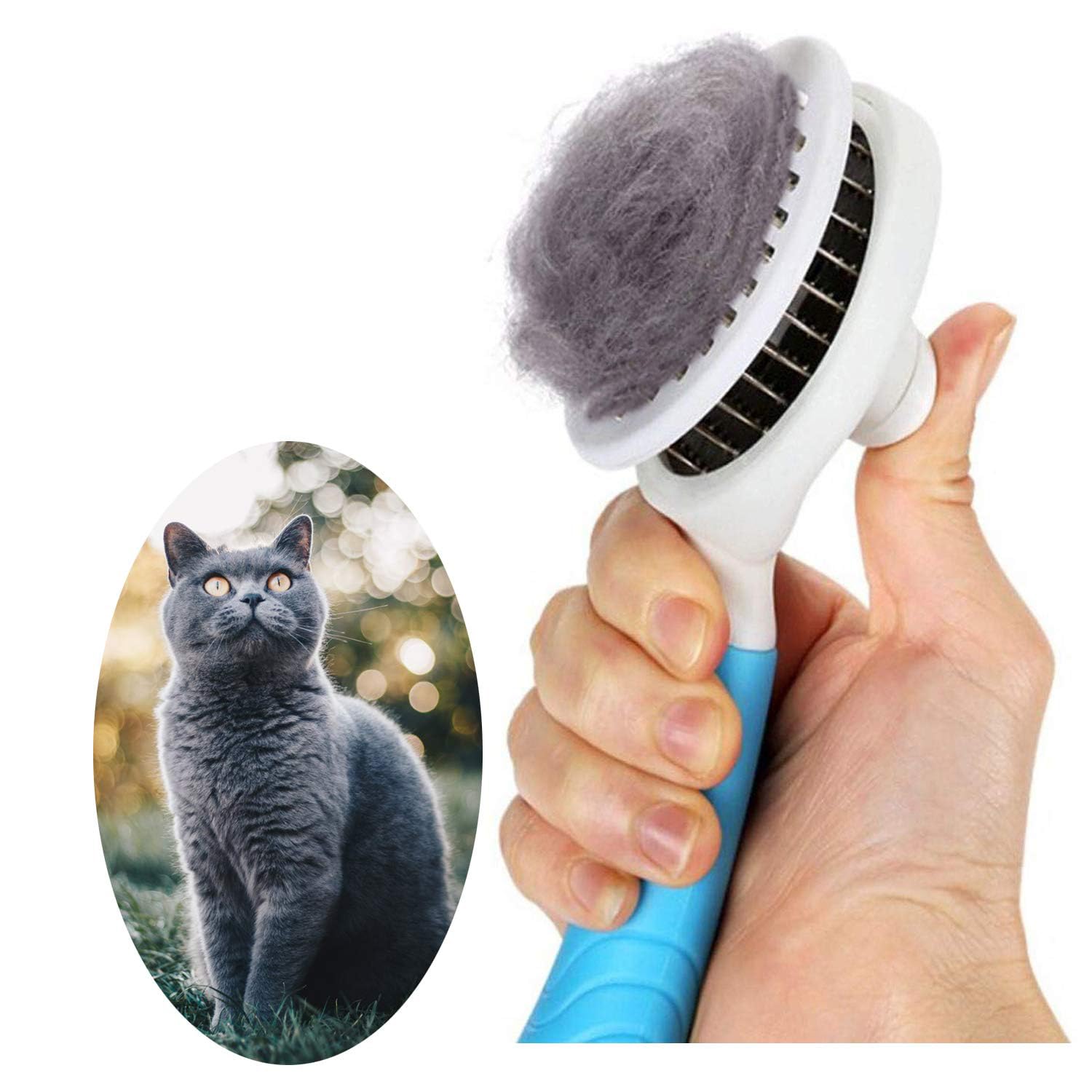 Self Cleaning Slicker Brush - Cat Brush Skin-Friendly Deshedding