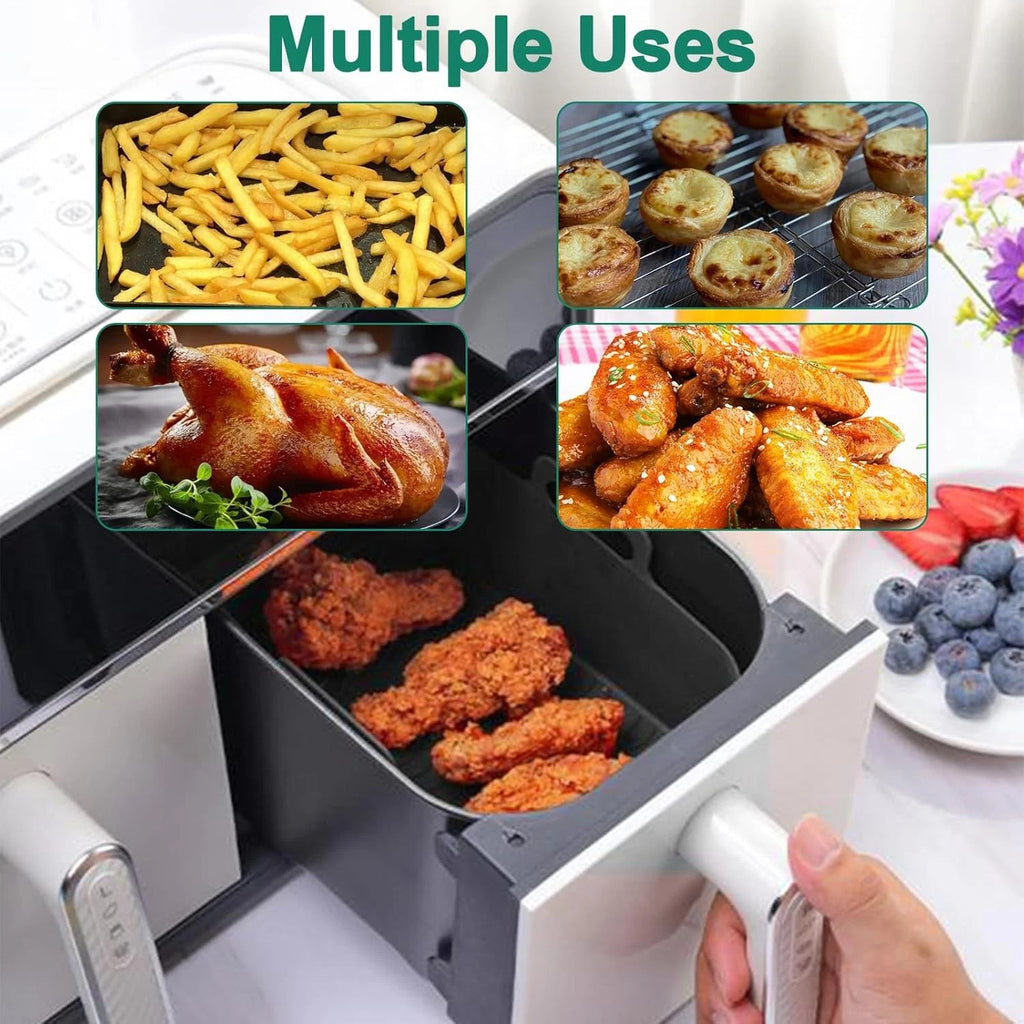 2X Air Fryer Silicone Pot Rectangle Baking Tray Basket