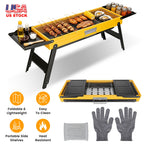 1Pc Portable Folding Charcoal Grill Stainless Steel Camping BBQ