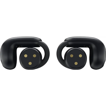 Black wireless earbuds with ear hooks from Bose Ultra Headphones for ultra open ear listening