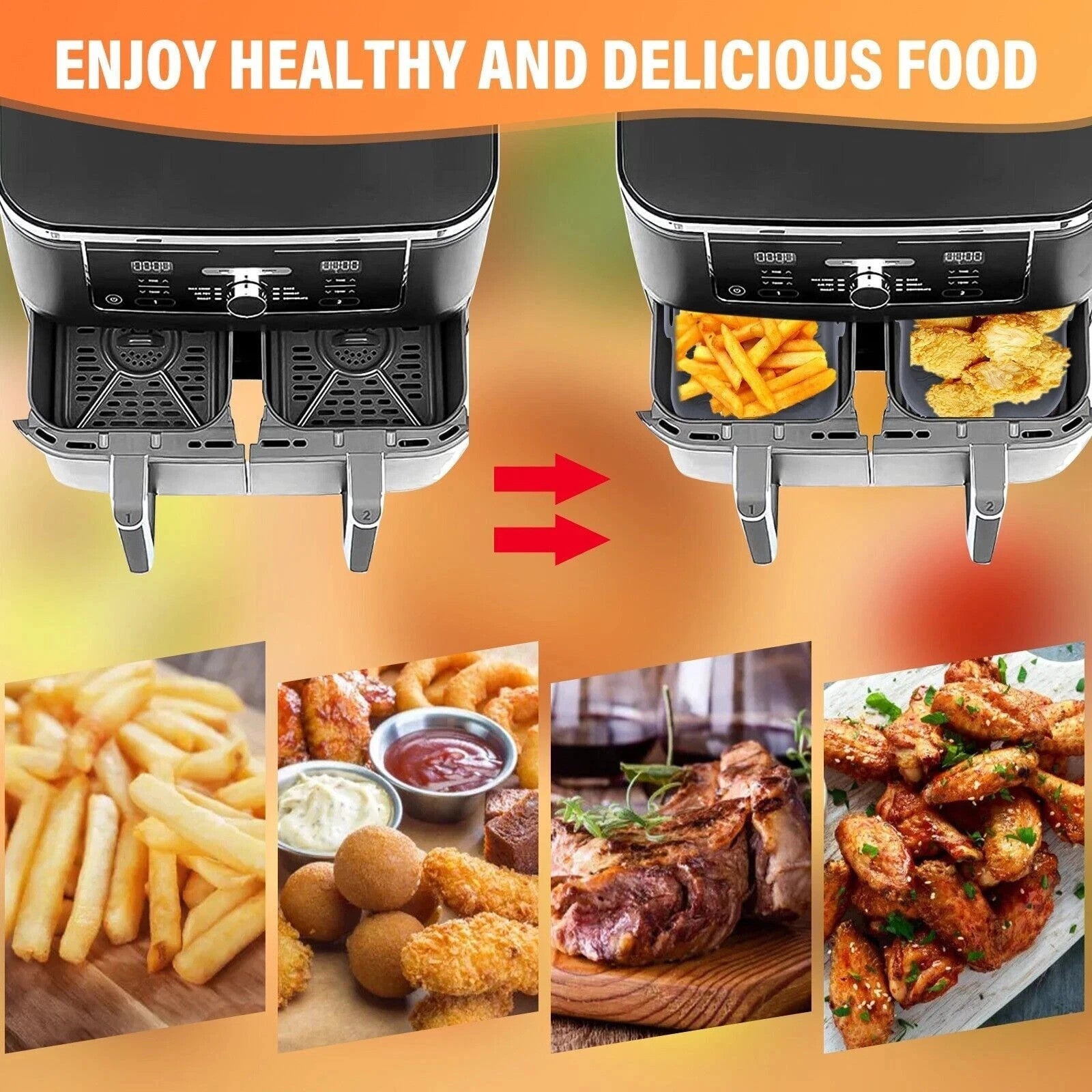 2X Air Fryer Silicone Pot Rectangle Baking Tray Basket