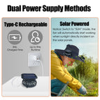 Wide Brim Sun Hat with Solar-Powered Rechargeable Fans
