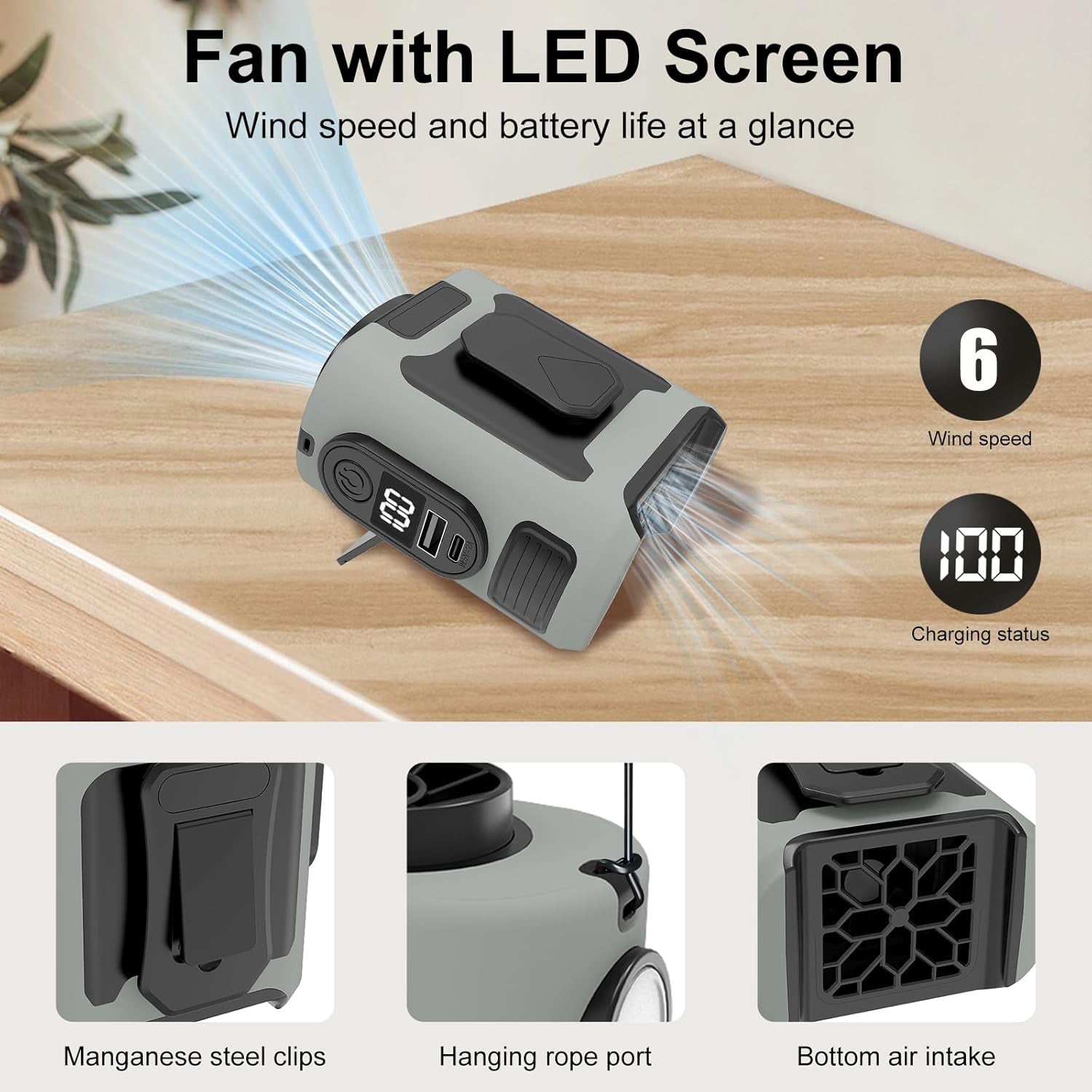 Wearable Waist Clip Fan, Hands-Free Personal Cooling