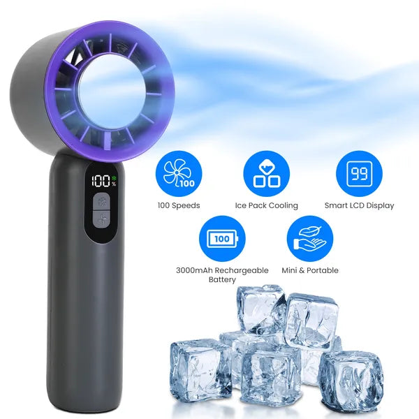 Handheld Turbo Fan with Ice Cooler Tray