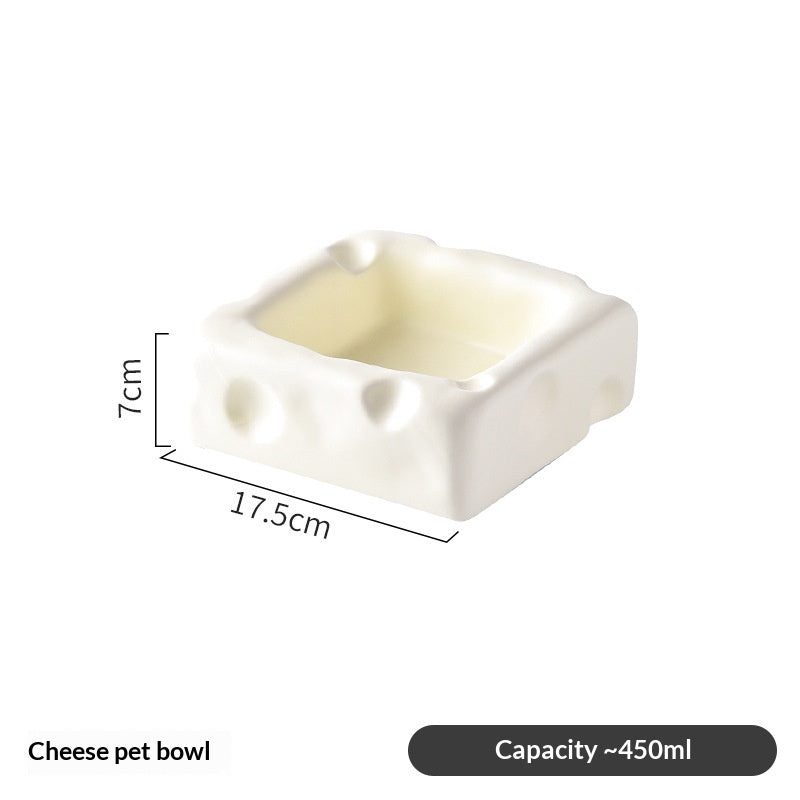 Creative Cheese-Shaped Ceramic Bowl Cute Cat Food Dish