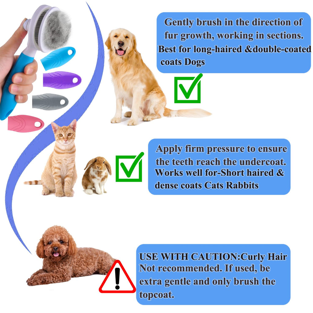Self Cleaning Slicker Brush - Cat Brush Skin-Friendly Deshedding