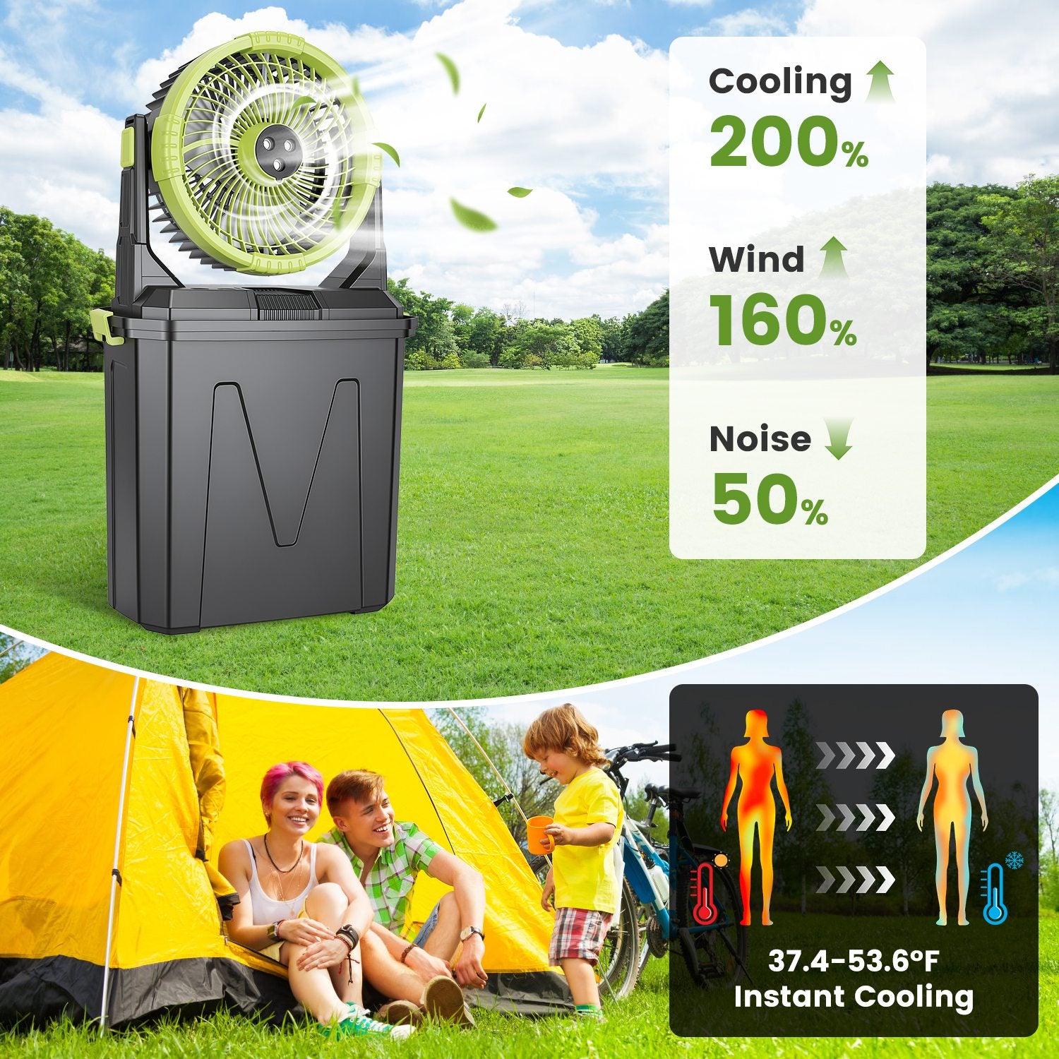 5-in-1 Portable Misting Fan with 10L Water Bucket & Power Bank