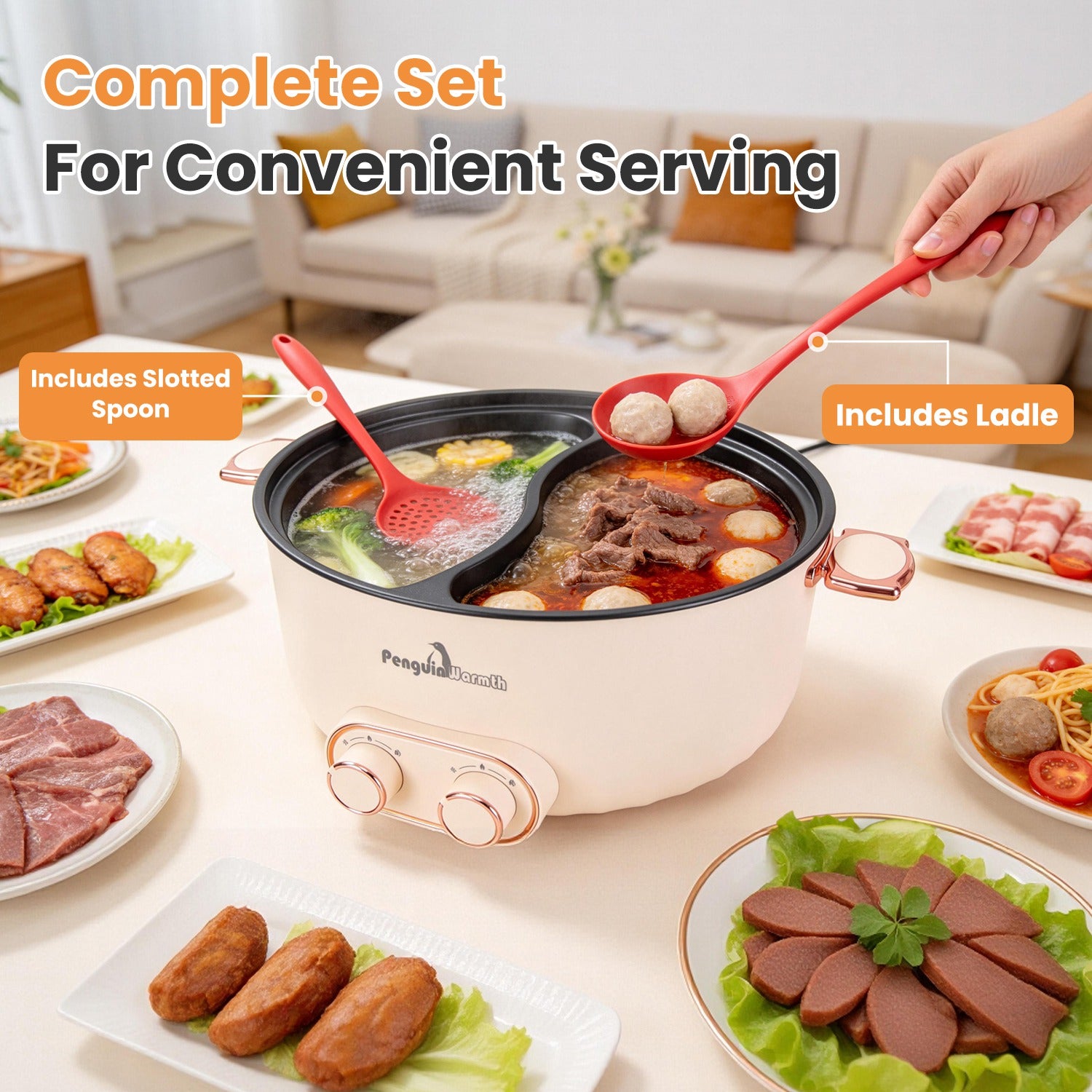 6L 1.59Gal Electric Hot Pot With Divider And Lid